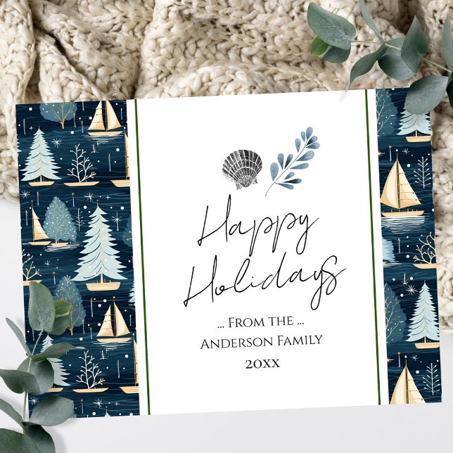 Weihnachtsgrüße von Nautical Ships Postkarte (Von Creator hochgeladen)