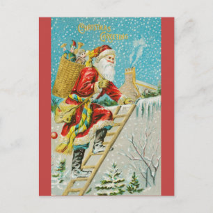 Weihnachtsgrüße von Santa Claus im Vintage-Stil Postkarte