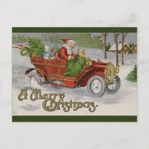Weihnachtsgrüße von Vintage Santa und dem roten Au Postkarte