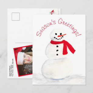 Weihnachtsgrüße Watercolor Schneemann Spaß Feiertagspostkarte