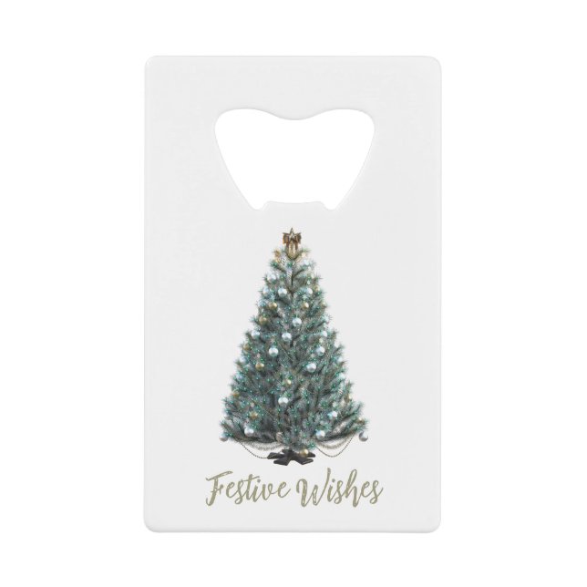 Weihnachtsgrüße. Weihnachtsbaum-Design Geldbeutel Flaschenöffner (Vorderseite)