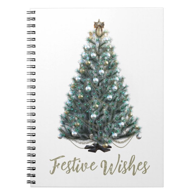 Weihnachtsgrüße. Weihnachtsbaum-Design Notizblock (Vorderseite)