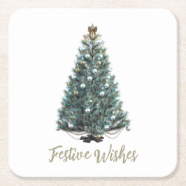 Weihnachtsgrüße. Weihnachtsbaum-Design Rechteckiger Pappuntersetzer