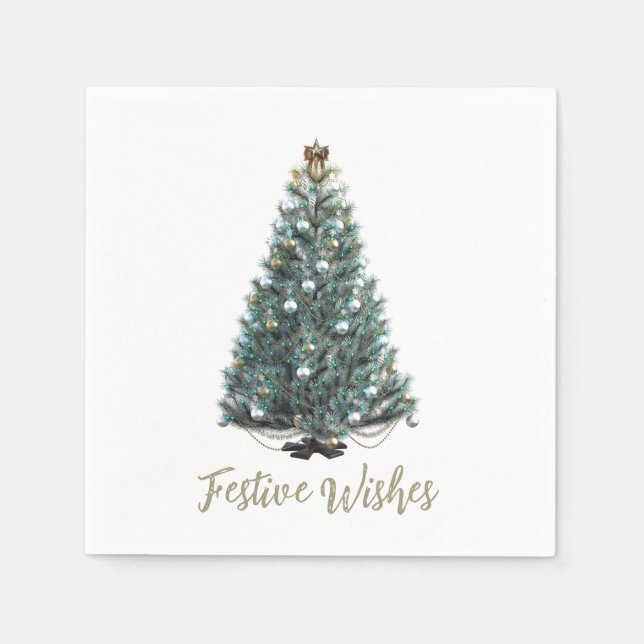 Weihnachtsgrüße. Weihnachtsbaum-Design Serviette (Vorderseite)