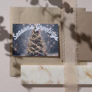 Weihnachtsgrüße Weihnachtsbaum Verschneit Outdoor Feiertagspostkarte