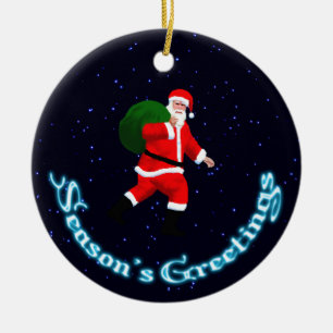 Weihnachtsgrüße - Weihnachtsmann Keramikornament