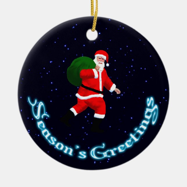 Weihnachtsgrüße - Weihnachtsmann Keramikornament (Vorne)