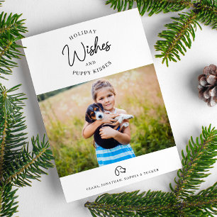 Weihnachtsgrüße, Welpenküsse Foto Haustierbesitzer Feiertagskarte