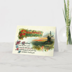 Weihnachtsgrüße Windmühle 1912 Feiertagskarte