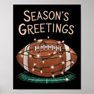 Weihnachtsgrüße Xmas Football Weihnachtsbeleuchtun Poster