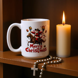 Weihnachtsgrüße zu Pferd Kaffeetasse