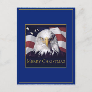 Weihnachtsgrußkarte Amerikanische Flagge & Adler Feiertagspostkarte