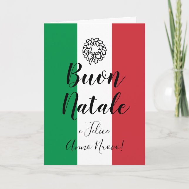 Weihnachtsgrüßkarte der italienischen Flagge | Buo Feiertagskarte (Vorderseite)