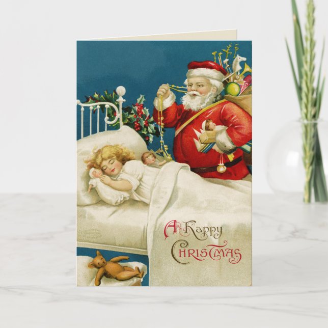 Weihnachtsgrußkarte des Weihnachtsmanns Feiertagskarte (Vorderseite)