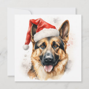 Weihnachtsgrußkarte Deutscher Schäferhund Feiertagskarte