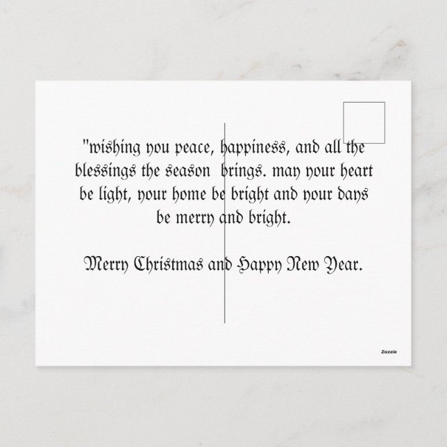 Weihnachtsgrüßkarte Feiertagspostkarte (Rückseite)