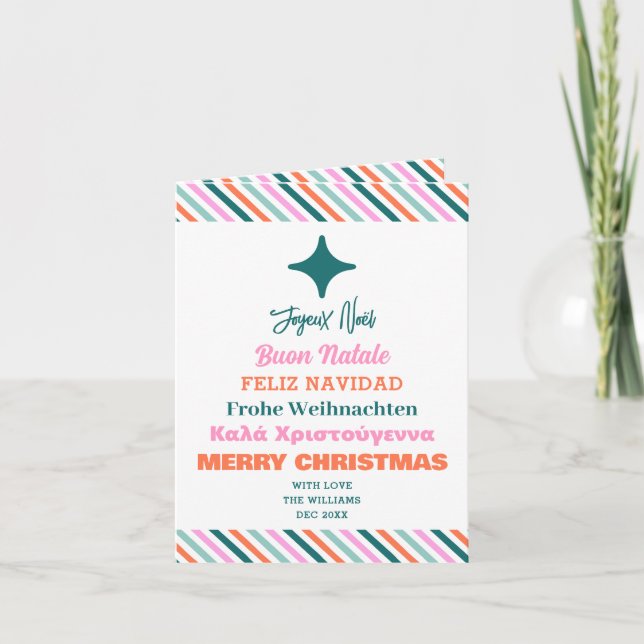 Weihnachtsgrüßkarte in mehreren Sprachen Feiertagskarte (Vorderseite)