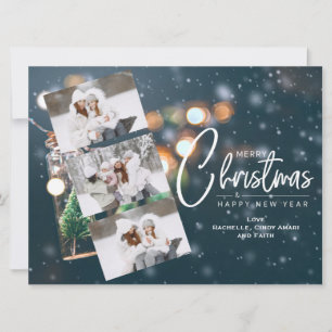 Weihnachtsgrußkarte mit 3 Fotos Feiertagskarte