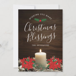 Weihnachtsgrußkarte mit Candle & Poinsettias Karte