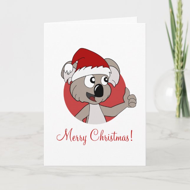 Weihnachtsgrüßkarte mit Cartoon koala Feiertagskarte (Vorderseite)