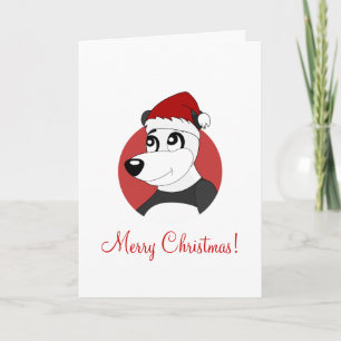 Weihnachtsgrußkarte mit Cartoon-Panda-Bär Feiertagskarte