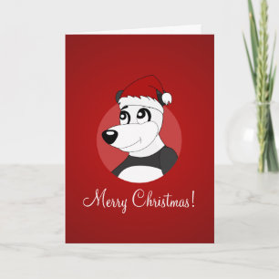 Weihnachtsgrußkarte mit Cartoon-Panda-Bär Feiertagskarte