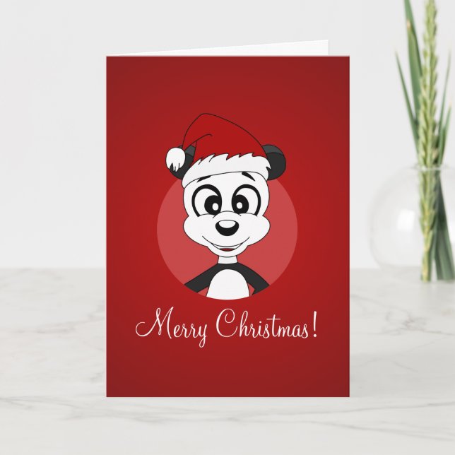 Weihnachtsgrußkarte mit Cartoon Panda Bär Feiertagskarte (Vorderseite)