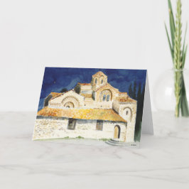 Weihnachtsgrußkarte mit einem Kirchenbild Feiertagskarte