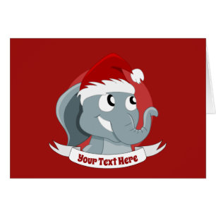 Weihnachtsgrüßkarte mit einem niedlichen Elefanten