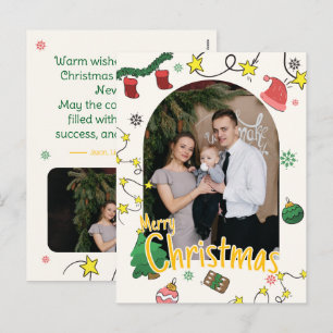Weihnachtsgrußkarte mit Familienfoto zeichnen Feiertagspostkarte