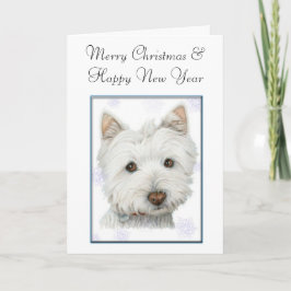 Weihnachtsgrußkarte mit Niedlichem Westie Hund Feiertagskarte