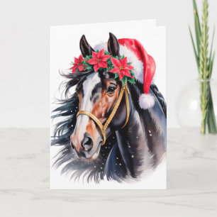  Weihnachtsgrußkarte mit Pferd  Feiertagskarte