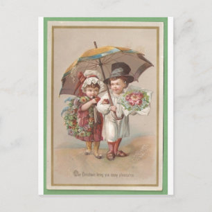 Weihnachtsgrußkarte viktorianisch 1885 postkarte