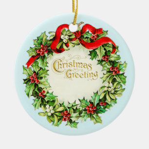 Weihnachtsgrußkranz Vintage-Ornament Keramikornament