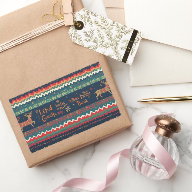 Weihnachtsgrüßmuster Rechteckiger Aufkleber (Schenken)