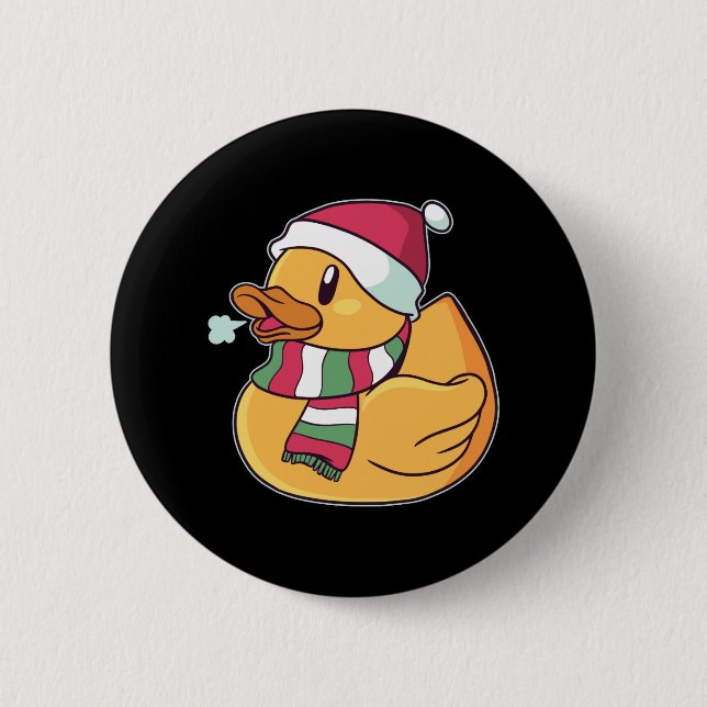 Weihnachtsgummi-Ente-Weihnachtsmannmütze Geschenk  Button (Vorderseite)