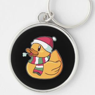 Weihnachtsgummi-Ente-Weihnachtsmannmütze Geschenk Schlüsselanhänger