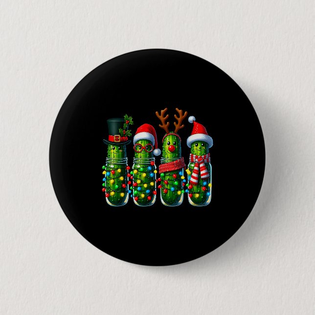 Weihnachtsgurke Feiertagsgurken Gläser Santa hässl Button (Vorderseite)