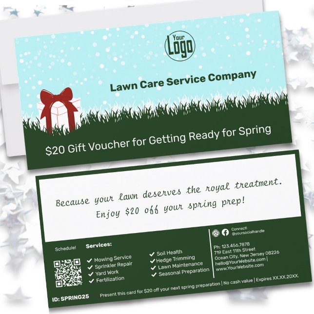 Weihnachtsgutschein-Karte für den Wäscheservice (Lawn Care Service Christmas Gift Voucher Card)