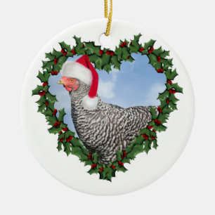 Weihnachtshähnchen * Barred Rock Chicken Keramik Ornament