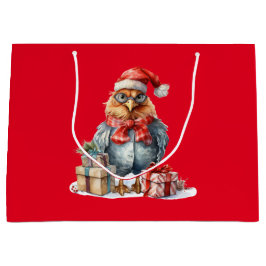 Weihnachtshähnchen in Brillen & Presents Red Große Geschenktüte