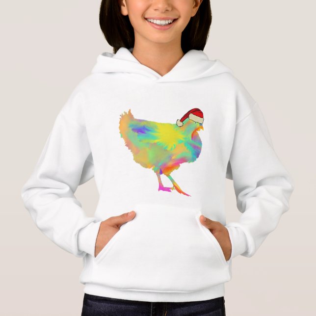 Weihnachtshähnchen in Weihnachtsmannmütze Funny Co Hoodie (Vorderseite)