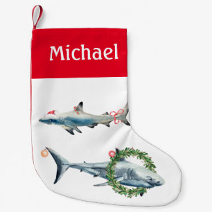 Weihnachtshai Great White Reef Personalisiert Kleiner Weihnachtsstrumpf