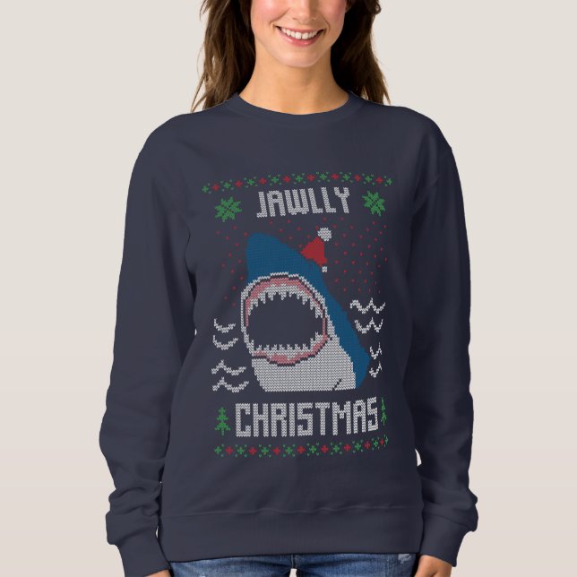 Weihnachtshai hässlichen Pullover Sweatshirt (Vorderseite)
