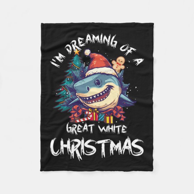 Weihnachtshai Weihnachtsmannmütze Xmas Santa Jaws  Fleecedecke (Vorderseite)