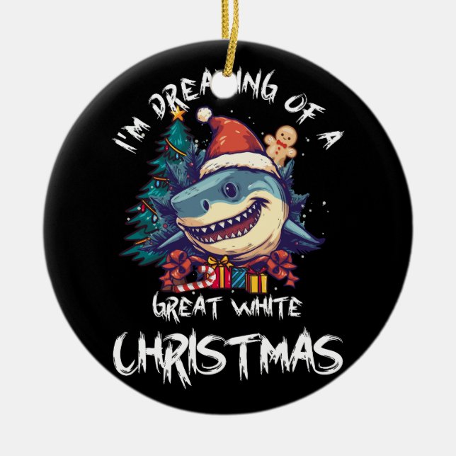 Weihnachtshai Weihnachtsmannmütze Xmas Santa Jaws  Keramik Ornament (Vorne)