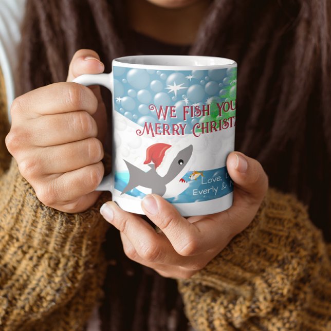 Weihnachtshai Wir fischen Ihnen ein frohes Weihnac Kaffeetasse (Von Creator hochgeladen)