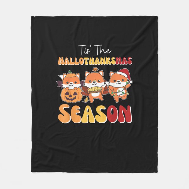 WeihnachtsHalloween Das Hallothanksmas Jahreszeit Fleecedecke (Vorderseite)