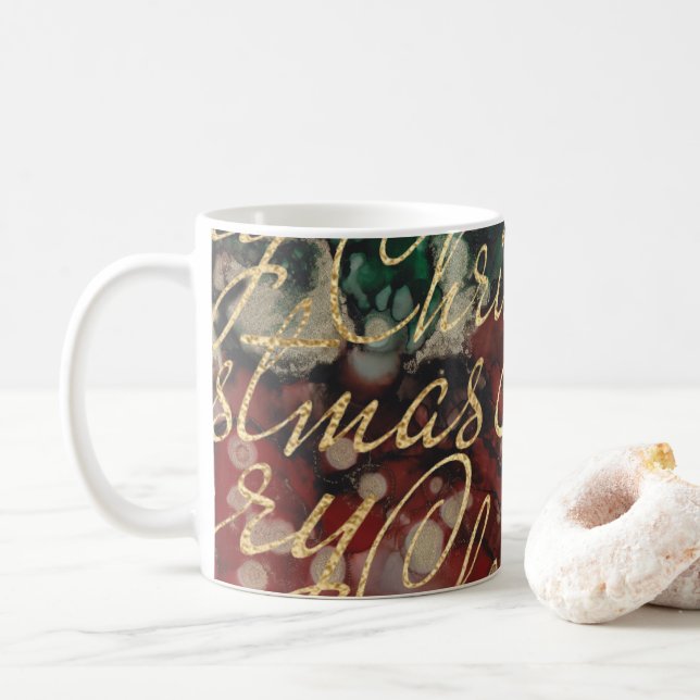 Weihnachtshanddrucktinten 11 oz. kaffeetasse (Mit Donut)