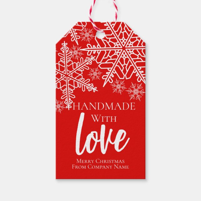 Weihnachtshandgemacht mit Liebe Snowflake Geschenkanhänger (Vorderseite)